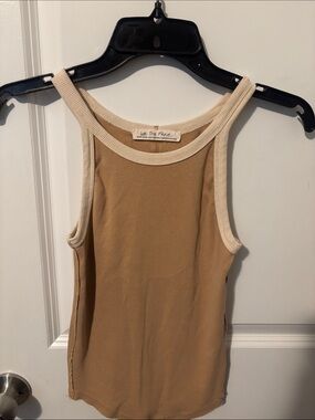 We The Free Tan Ribbed Tank with Cream Trim